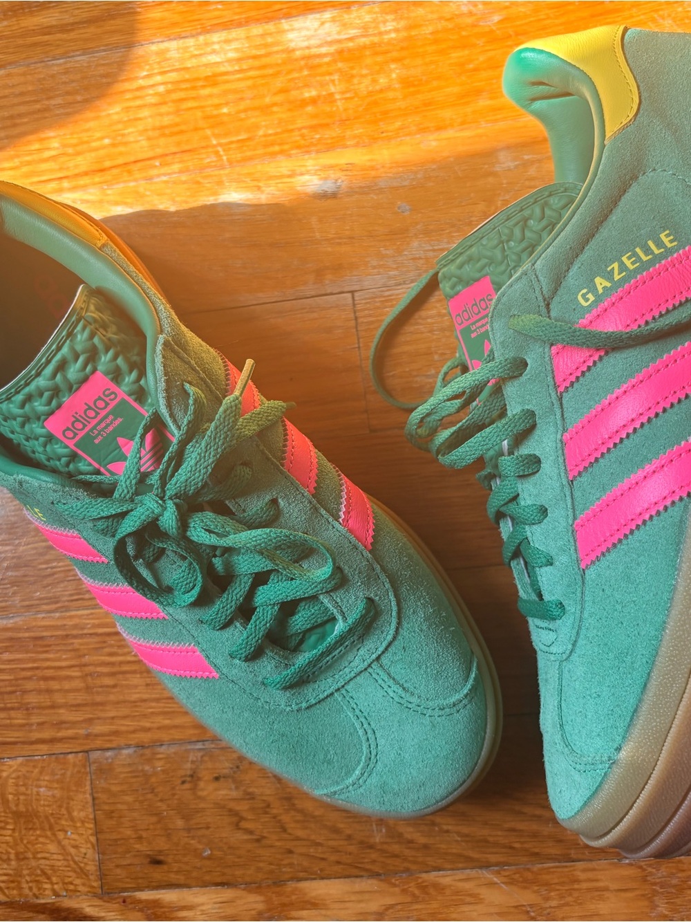 adidas Gazelle Green & Pink Suede Women's Sneakers